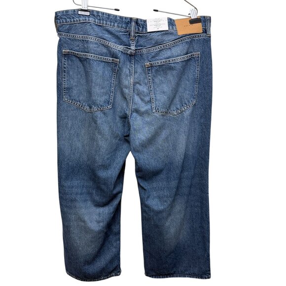 H&M & Denim Jeans Baggie Wide Leg 18 Blue Low Rise Ankle Button Fly NWT - Picture 4 of 11